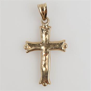14kt Gold Two-tone Reversible Hollow Cross Pendant