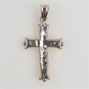 14kt Gold Two-tone Reversible Hollow Cross Pendant