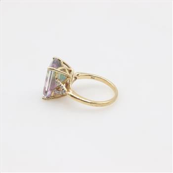 14kt Gold Watermelon Tourmaline Diamond Accent Ring