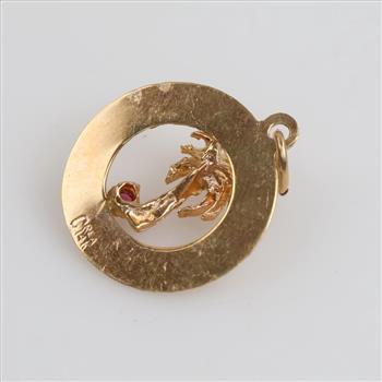 14kt Gold White Bead Pink Stone 