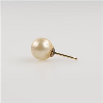 14kt Gold White Bead Single Earring