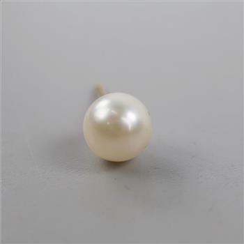14kt Gold White Bead Single Earring