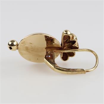 14kt Gold White Bead Single Earring