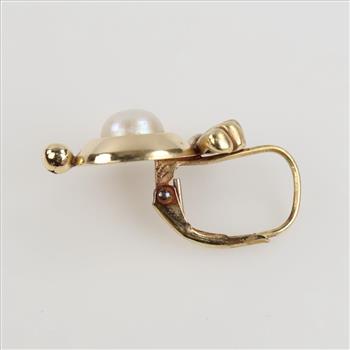14kt Gold White Bead Single Earring