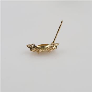 14kt Gold White Stone Single Earring
