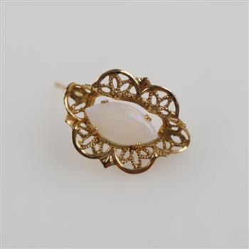 14kt Gold White Stone Single Earring