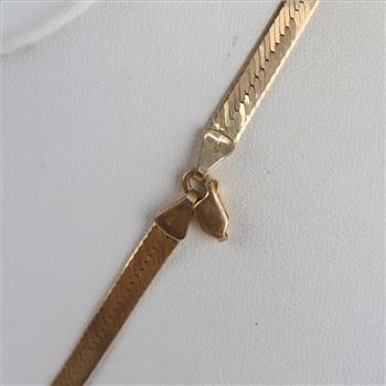14kt Gold Wide Herringbone Chain Necklace
