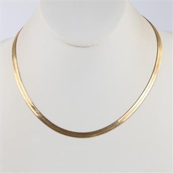 14kt Gold Wide Herringbone Chain Necklace