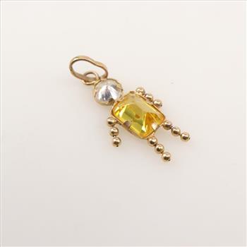 14kt Gold Yellow And Clear Pendant