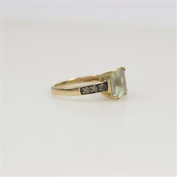 14kt Gold Yellow Diamond And Quartz Ring