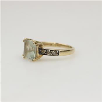 14kt Gold Yellow Diamond And Quartz Ring