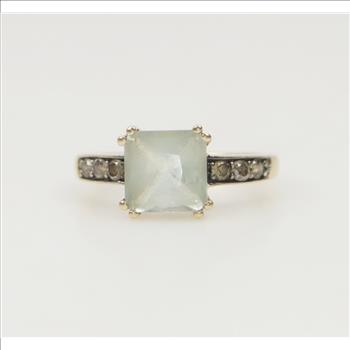 14kt Gold Yellow Diamond And Quartz Ring