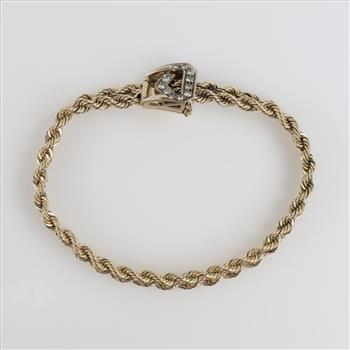 14kt GP Diamond Accent Belt Bracelet