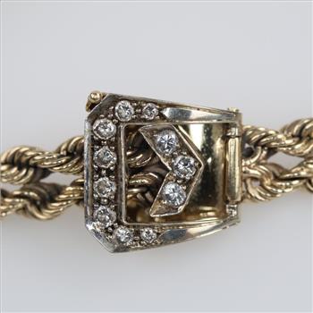 14kt GP Diamond Accent Belt Bracelet