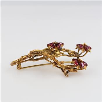 14kt GP Pink Stone Brooch