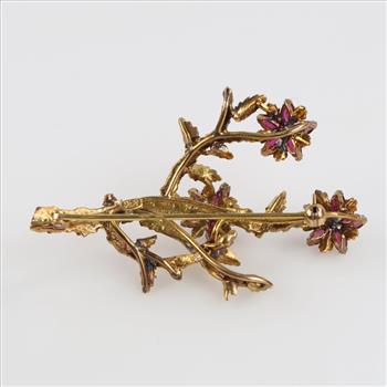 14kt GP Pink Stone Brooch