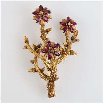 14kt GP Pink Stone Brooch