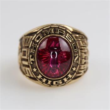 14kt GP Red Stone Class Ring