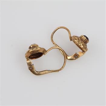 14kt GP Red Stone Drop Earrings