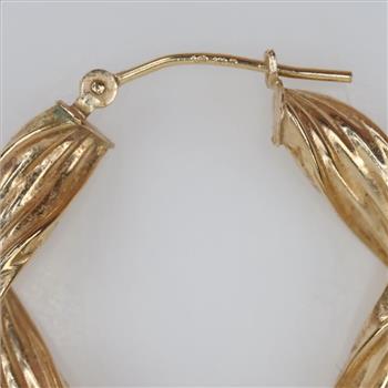 14kt GP Twisted Hollow Hoop Earring