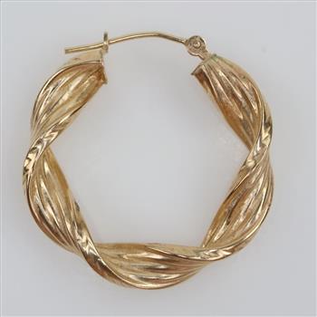14kt GP Twisted Hollow Hoop Earring