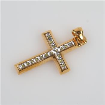 14kt GP Yellow Stone Cross Pendant