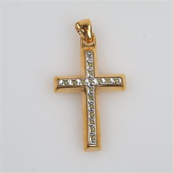 14kt GP Yellow Stone Cross Pendant