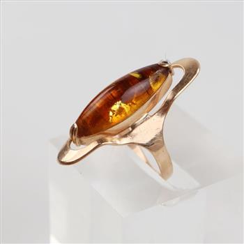 14kt Rose Gold Amber Cabochon Ring