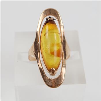 14kt Rose Gold Amber Cabochon Ring