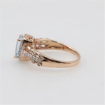 14kt Rose Gold Blue Stone Diamond Accent Ring
