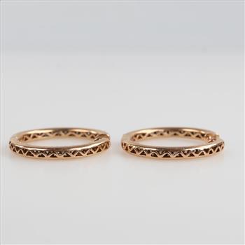 14kt Rose Gold Diamond Hollow Hoop Earrings
