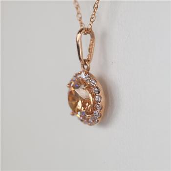 14kt Rose Gold Necklace With Clear And Pink Stone Pendant