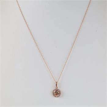 14kt Rose Gold Necklace With Clear And Pink Stone Pendant