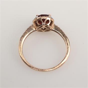 14kt Rose Gold Red Stone Diamond accent Ring