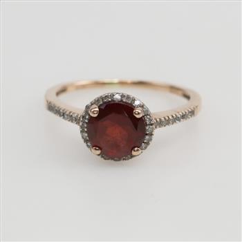 14kt Rose Gold Red Stone Diamond accent Ring