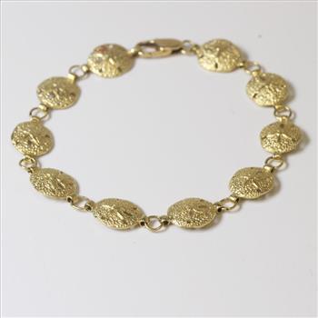 14kt Textured Gold 8g Sand Dollar Bracelet