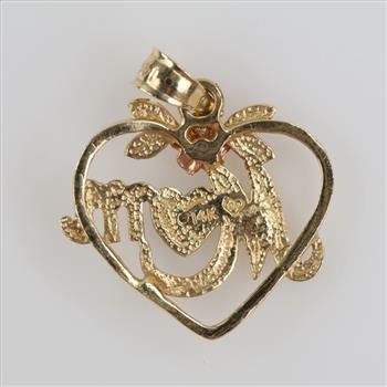 14kt Tri Color Gold Clear Stone Accent Mom Pendant