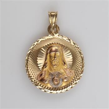 14kt Tri Color Gold Hollow Religious Pendant