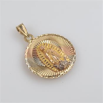 14kt Tri Color Gold Hollow Religious Pendant