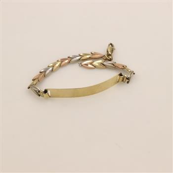 14kt Tri Color Gold Name Plate Bracelet