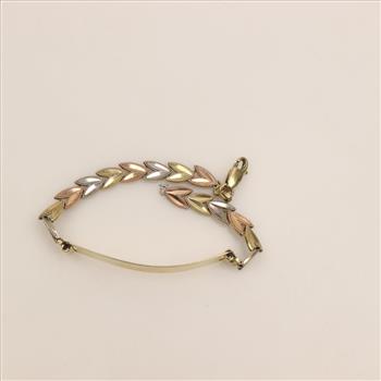 14kt Tri Color Gold Name Plate Bracelet