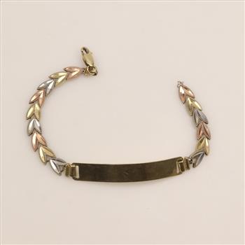 14kt Tri Color Gold Name Plate Bracelet
