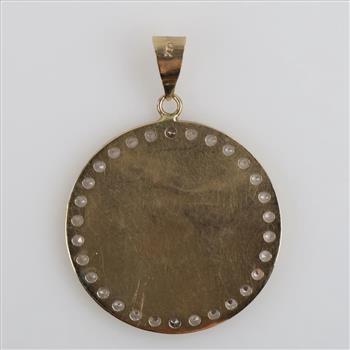 14kt Tri Colored Gold Clear Stone Religious Pendant