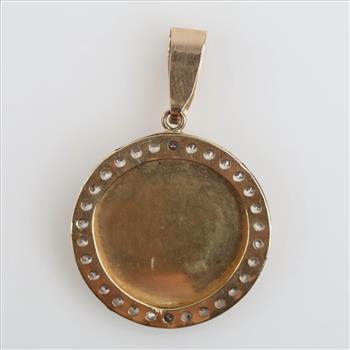 14kt Tri Colored Gold Clear Stone Religious Pendant