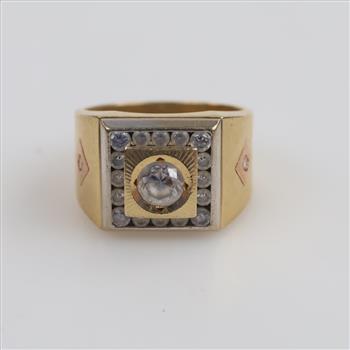 14kt Tri Colored Gold Clear Stone Ring