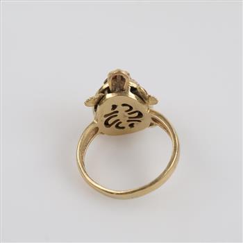 14kt Tri Colored Gold Clear Stone Turtle Ring