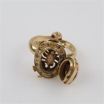 14kt Tri Colored Gold Clear Stone Turtle Ring