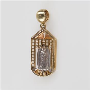 14kt Tri Colored Gold Cubic Zirconia Religious Pendant