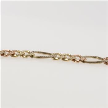 14kt Tri Colored Gold Figaro Chain Link Necklace - Evaluated By Our Certified Gemologist - AGS / GIA