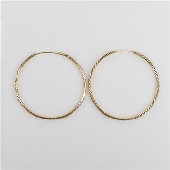 14kt Tri Colored  Gold Hollow Hoop Earrings